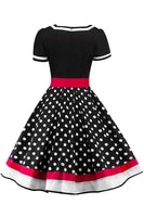 1 x RAW Customer Returns AXOE Women s Polka Dot Rockabilly Vintage Dress with Belt Party Dress Black, Size 42, 3XL - RRP €38.98