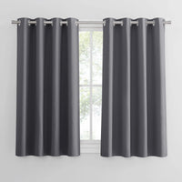 1 x RAW Customer Returns PONY DANCE panel curtains for small windows, 2 pieces, H 114 x W 132 cm, short curtain, gray, opaque, bistro curtain, kitchen blackout curtains with eyelets - RRP €29.08