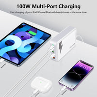 1 x RAW Customer Returns LAMJAD 100W USB C charger, PD GaN III USB C power supply, 5 port quick charger 3 USB C 2 USB A Compatible with iPhone 14 13 12, iPad Pro, Galaxy S22 S21, Pixel White  - RRP €30.24