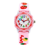 1 x RAW Customer Returns Children s Watch Girls Wristwatch 3D Analogue Quartz Watch Rubber Strap - Pink - Strawberry - RRP €52.8