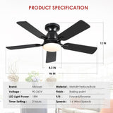 1 x RAW Customer Returns Mpayel Ceiling Fans with Lighting and Remote Control-Modern Ceiling Fan Black - RRP €109.08