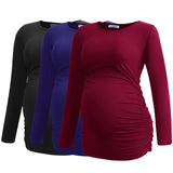 1 x RAW Customer Returns Smallshow Women s Maternity Wear Long Sleeve Maternity Shirt Maternity Tops 3 Pack, Black-Navy-Wine, M - RRP €47.96