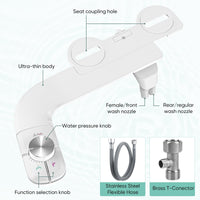 1 x RAW Customer Returns MUJIUSHI Non-Electric Bidet Sprayer with Double Self-Cleaning Retractable Nozzles - Front and Rear Cleaning - Adjustable Push Button for Cold Water - RRP €29.99