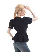 1 x RAW Customer Returns FCCAM Victorian Blouse Women Steam Punk Blouse V-Neck Top Renaissance Blouse Medieval Ruffle Blouse Short Sleeve Gothic Blouse Black L - RRP €36.29