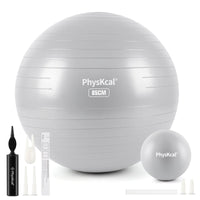 1 x RAW Customer Returns PhysKcal 85cm 23cm Thick Gray Exercise Ball Pilates Ball Set Anti Burst Anti Slip for Balance Yoga Home Gym Office - RRP €30.0