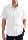 1 x RAW Customer Returns GAMISOTE Men s Casual Shirt Short Sleeve Cotton Summer Shirt Button Down Summer Shirt Regular Fit Traditional Shirt Men, White XL  - RRP €26.2