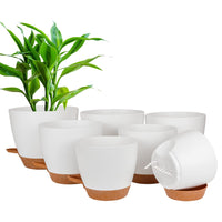 1 x RAW Customer Returns CSYY flower pot, set of 7 plastic flower pots with irrigation system 20.3 19 17.7 16.5 15.2 14 12.7cm, plant pot, self-watering planter with saucer, suitable for indoor and outdoor use, white - RRP €23.99