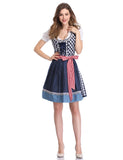 1 x RAW Customer Returns KOJOOIN traditional dress women s dirndl traditional dress short with embroidery exclusive designer for Oktoberfest - THREE pieces dress, blouse, apron checked - blue 36 - RRP €49.99