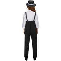 1 x RAW Customer Returns NUWIND 1920s Gangster Costume for Women Mafia Pinstripe Pants Overall Shirt Tie Hat 20s Outfit Vintage Gangster Boss Suit XL  - RRP €39.99