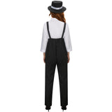 1 x RAW Customer Returns NUWIND 1920s Gangster Costume for Women Mafia Pinstripe Pants Overall Shirt Tie Hat 20s Outfit Vintage Gangster Boss Suit XL  - RRP €39.99