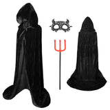 1 x RAW Customer Returns ZUCOS Hooded Cloak Witch Costume Halloween Cloak Vampire Cloak Unisex Adult Cosplay Vampire Costume Halloween Costume Black, 100cm  - RRP €19.2