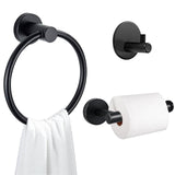 1 x RAW Customer Returns Toilet Paper Holder Pack of 3, 304 Stainless Steel Toilet Paper Roll Holder Wall Bathroom Towel Racks Adhesive Wall Hooks without Drilling, Matte Black Bathroom Accessories for Kitchen - RRP €18.83