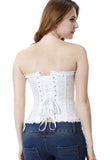 1 x RAW Customer Returns Everbellus Women s Jacquard Overbust Corset Top for Thick Slimming Half Breast Corsage White Large - RRP €22.22