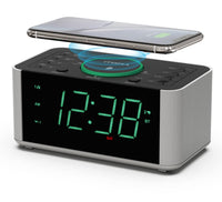 1 x RAW Customer Returns iTOMA Radio Alarm Clock Wireless Charging, Snooze, Digital FM Radio with Bluetooth Dual Alarm, Dimmer LED Display, Non-ticking Clock 910 - RRP €32.46