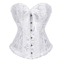 1 x RAW Customer Returns SZIVYSHI Women s Full Breast Corset Top Gothic Vintage Corsets Bustier Corset White, XS  - RRP €25.04