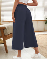 1 x RAW Customer Returns HMIYA Women s 3 4 Culotte Pants Lightweight Wide Leg Summer Pants,Navy,S - RRP €30.98