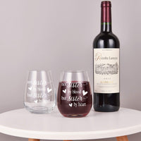 1 x RAW Customer Returns Joymaking Wine Glasses Sister Birthday Gift, Stemless Wine Glass, Red Wine Glass with Not Sisters By Blood But Sister By Heart, Best Friend Gifts for Sister, Girls and Women, 450ml - RRP €11.09