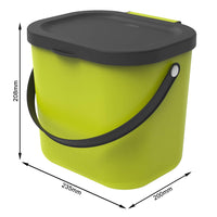 1 x RAW Customer Returns Rotho Albula organic waste bin 6l with lid and handle for the kitchen, plastic PP BPA-free, light green anthracite, 6l 23.5 x 20.0 x 20.8 cm  - RRP €12.1