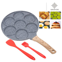 1 x RAW Customer Returns Bobikuke Smiley Pancake Pan, Non-Stick Pancake Maker 7 Holes Fried Egg Pan for Children, 26cm Black  - RRP €24.98