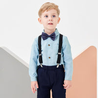 1 x RAW Customer Returns Volunboy Newborn Gentleman Outfits and Coordinates, Bow Shirt and Suspenders Trousers 4 Pieces 5-6 years, Pure Green, Size 130  - RRP €24.0