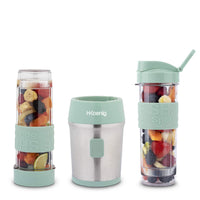 1 x RAW Customer Returns H.Koenig Mini Portable Blender Green Compact 570mL SMOO18 BPA Free Powerful 300W, Smoothie Blender 2 Portable Bottles, 4 Stainless Steel Blades, Pastel Green - RRP €38.98