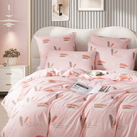 1 x RAW Customer Returns Omela Pink Feathers Bedding Set 135x200 Feather Motif Girls Teenager Duvet Cover 2 Pieces Microfiber Single Bed Bedding Set with Zipper Pillowcase 80x80 cm - RRP €19.99