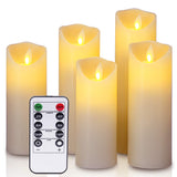 1 x RAW Customer Returns YIWER LED candles, flameless candles 12 15 17 20 22CM set of 5 real wax with realistic dancing LED flames and 10-button remote control with 2 4 6 8-hour timer, 300 hours ivory, 5 1  - RRP €23.45