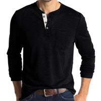 1 x Brand New SwissWell Men s Henley Long Sleeve Shirts Long Sleeve Casual Button Down Cotton Shirt with Chest Pocket Spring Black M - RRP €36.29