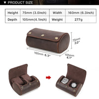 1 x RAW Customer Returns Contacts Contact s Genuine Leather Watch Box for Cylindrical Watches and Clocks, Coffee 2 for 2 Watches, Brown Coffee 2 - RRP €40.46