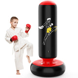 1 x RAW Customer Returns QPAU Kids Punching Bag, High 168cm, Gifts for Boys and Girls Ages 5-12 to Practice Karate, Taekwondo, MMA and Relieve Pent-Up Energy in Children - RRP €34.85