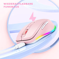 1 x RAW Customer Returns seenda Mouse Wireless LED, Rechargeable Wireless Mouse with Mouse Jiggler, Quiet 2.4G USB Wireless Mouse for Laptop, Computer Wireless Mouse Illuminated DPI 2000 for PC, Windows, MAC OS, Pink - RRP €18.14