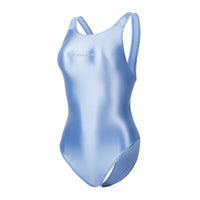 1 x RAW Customer Returns LEOHEX Sexy Satin High Gloss Body Shiny Bodysuit One Piece Swimsuit Japan Skinsuit L, Azure  - RRP €30.24