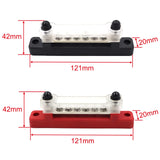 1 x RAW Customer Returns Umelee busbar distribution block 2 pieces, BusBar Box 150A, 12V 48V DC with cover, single row busbar with 6 M4 screws, 2 M6 bolts, 12 connectors, for car, motorhome, yacht, boat - RRP €22.18