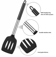 2 x Brand New KOMUNJ 2 Pieces Silicone Solid and Slotted Spatula Turners Set, Silicone Spatula, Non-Stick BPA Free High Heat Resistant Handy Kitchen Utensils, for Fish, Eggs, Pancakes - RRP €40.8