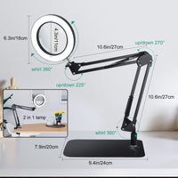 1 x RAW Customer Returns NZQXJXZ Upgraded 2-in-1 Magnifying Glass with Light and Stand, 10x Real Glass Magnifying Lamp with Stand, 3 Color Modes 10 Continuously Dimmable Table Magnifier for Close Work, Jewelry, Reading, Crafts, Hobby - RRP €50.41