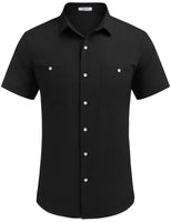 1 x RAW Customer Returns COOFANDY Men s Linen Shirt Short Sleeve Regular Fit Casual Summer Beach Vacation Shirt with Pocket Black, XL  - RRP €25.91