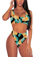 1 x RAW Customer Returns Viottiset Women s Swimwear Crop Top Bikini Set Two Piece Swimsuit High Waist Beachwear Bikini Bottoms XL, Turquoise  - RRP €30.24