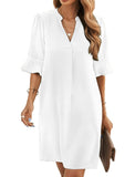 1 x RAW Customer Returns Famulily Women Shirt Dresses Casual Party Dresses Sundress Midi Dresses Boho Dress for Women Summer White XL - RRP €34.27