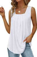 1 x Brand New NEYOUQE Top Women Tops Summer Square Collar Sleeveless Basic Shirt Women Solid Color Casual Top Women Summer Loose Blouse Sleeveless Women White S 36-38 - RRP €20.96