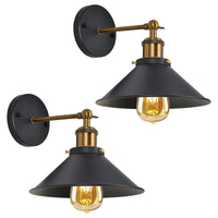 1 x RAW Customer Returns Set of 2 Vintage Industrial Wall Light, 180 Rotation Retro Interior Wall Lamp Edison Style Metal Wall Spotlight E27 for Kitchen Dining Room Bedroom Restaurant Bar, Black - RRP €38.66