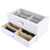 1 x RAW Customer Returns AUTOARK PU leather glasses box for storing 12 glasses, sunglasses, presentation showcase, white, AW-053 - RRP €36.29