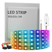 1 x RAW Customer Returns WS2812B LED Strip, Individually Addressable 5050 SMD 256 RGBIC LED Stripe for DIY Design and Home Decoration Black, 300LEDs 5M  - RRP €21.17