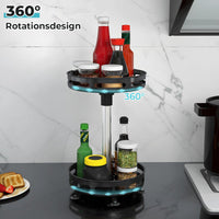 1 x Brand New Storystore 360 Rotating Spice Rack Organizer, 2 Tier Carbon Steel Turntable Organizer, Kitchen Organizer Rotating Turntable for Kitchen Refrigerator Pantry Cabinet Bathroom - RRP €11.09