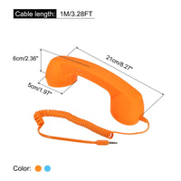 1 x Brand New sourcing map 2Pack 3.5mm Retro Telephone Handset Phone Receiver MIC Microphone Speaker Anti-receiver for Microphone Speaker Orange Blue - RRP €26.4