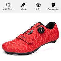 1 x RAW Customer Returns ARTVEP Cycling Shoes Men Women Road Bike Shoes MTB Cycling Shoes Compatible with Look SPD SPD-SL Delta Lock Pedal Riding Shoes Peloton Shoes Stripes Red EU43 265 - RRP €59.99