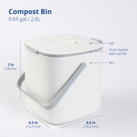 1 x RAW Customer Returns BLUE GINKGO Kitchen Compost Bin - Easy to Clean Food Waste Container with Handles Kitchen Compost Bin for Worktop Made in Korea 2.6L - White - RRP €24.99