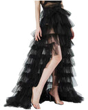 1 x RAW Customer Returns keland Cocktail Maxi Long Gothic Lolita Detachable Tulle Petticoat Skirt Victorian Tiered Puffy Tutu Overskirt Black, X-Large  - RRP €34.27