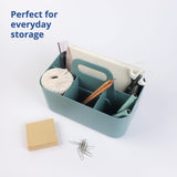 1 x RAW Customer Returns BLUE GINKGO Multipurpose Basket Organizer - Stackable Plastic Basket with Handle Cleaning Basket, Craft Basket, Desk Basket, Art and Makeup Storage Rectangle - Green - RRP €21.64