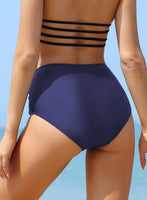 1 x Brand New SHEKINI Women s Bottom Bikini Swimwear High Waist Brazilian Triangle Abdominal Control Pleated Plus Size Beach Bikini Beach Briefs M Blue  - RRP €24.0