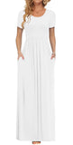 1 x RAW Customer Returns PLOKNRD Women s Summer Dresses Long Maxi Dress Elegant Casual Dress with Pockets L White - RRP €30.24